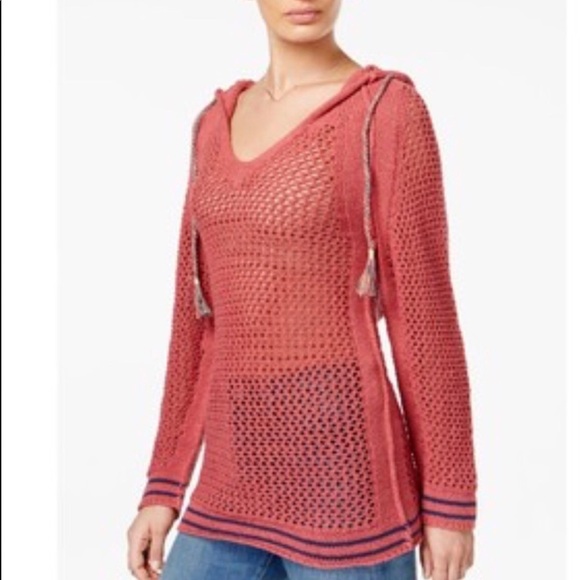 Free People Shadow Stripe open Knit Hoodie Sweater - Picture 3 of 5